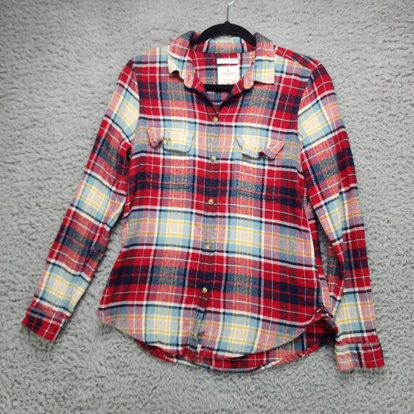 American Eagle Outfitters Shirt Womens Medium Red Plaid Flannel Button Up - Picture 1 of 9